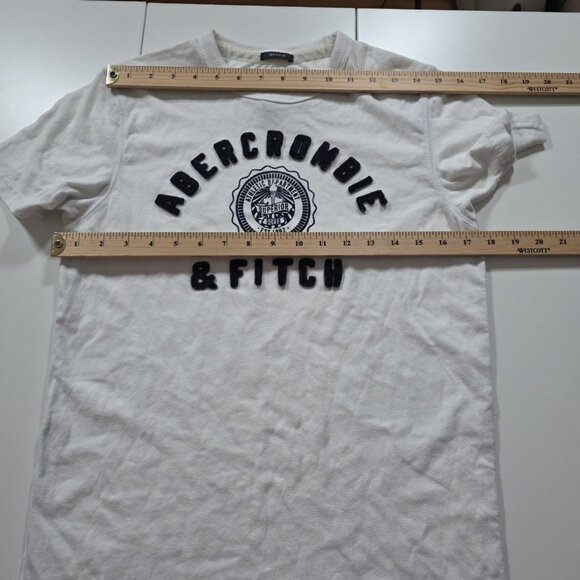 Abercrombie & Fitch Muscle T Shirt Men S White Felt Logo Applique SS Preppy Y2K - Picture 4 of 12